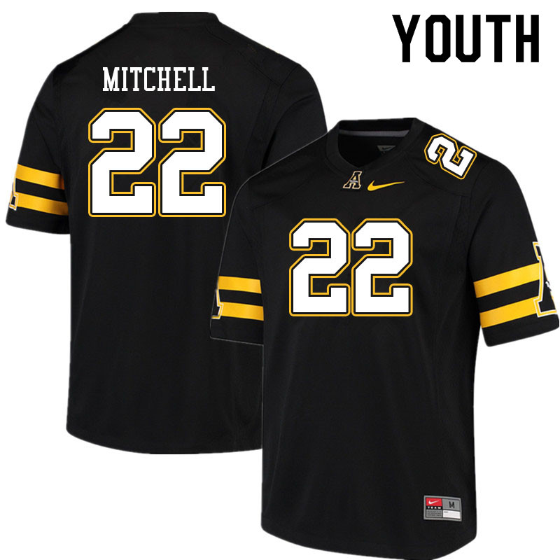 Youth #22 Jordan Mitchell Appalachian State Mountaineers College Football Jerseys Sale-Black - Click Image to Close